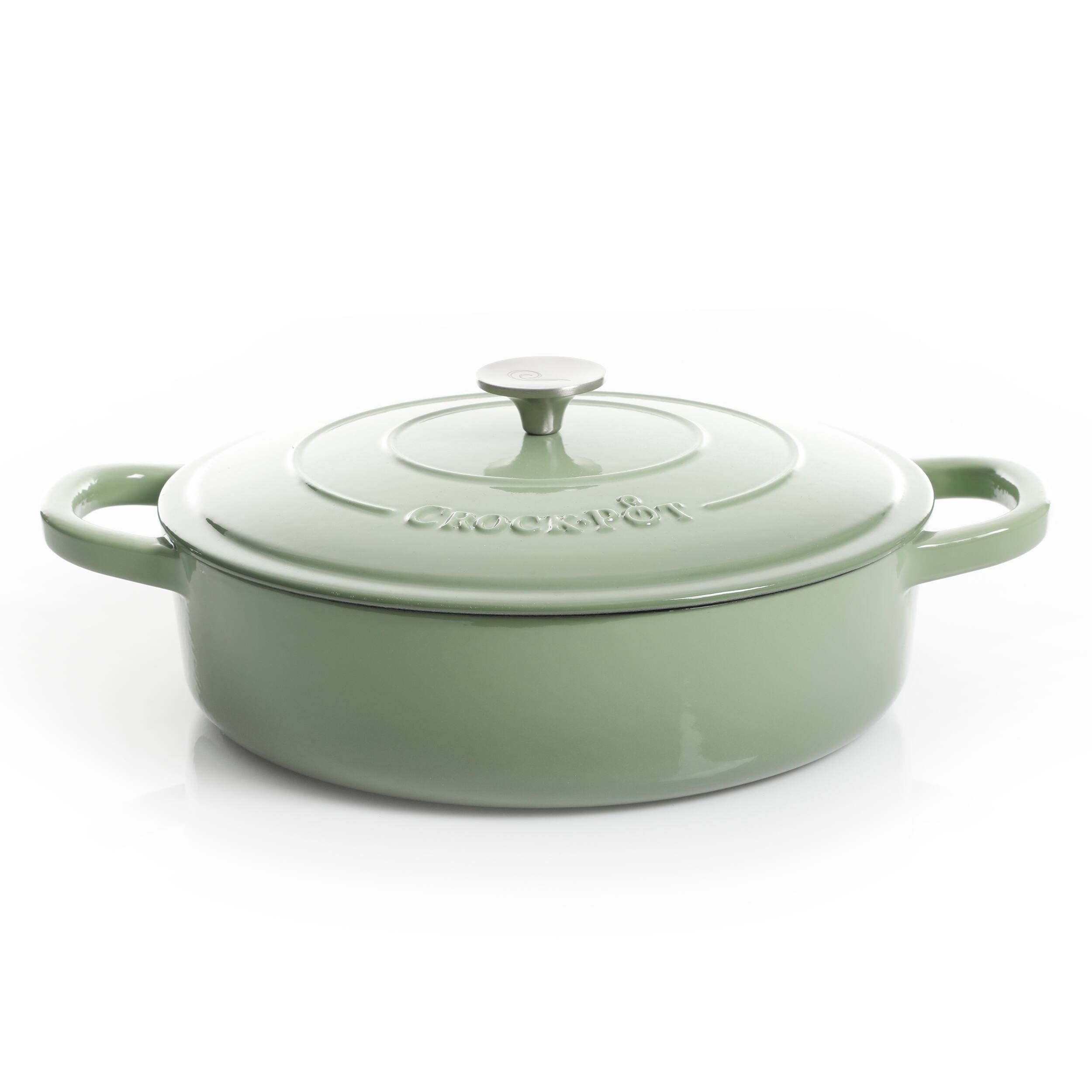 Alt View 1. Crock-Pot - Crock Pot Artisan 5 Quart Round Enameled Cast Iron Braiser Pan with Self Basting Lid in Pistachio Green - Pistachio Green.