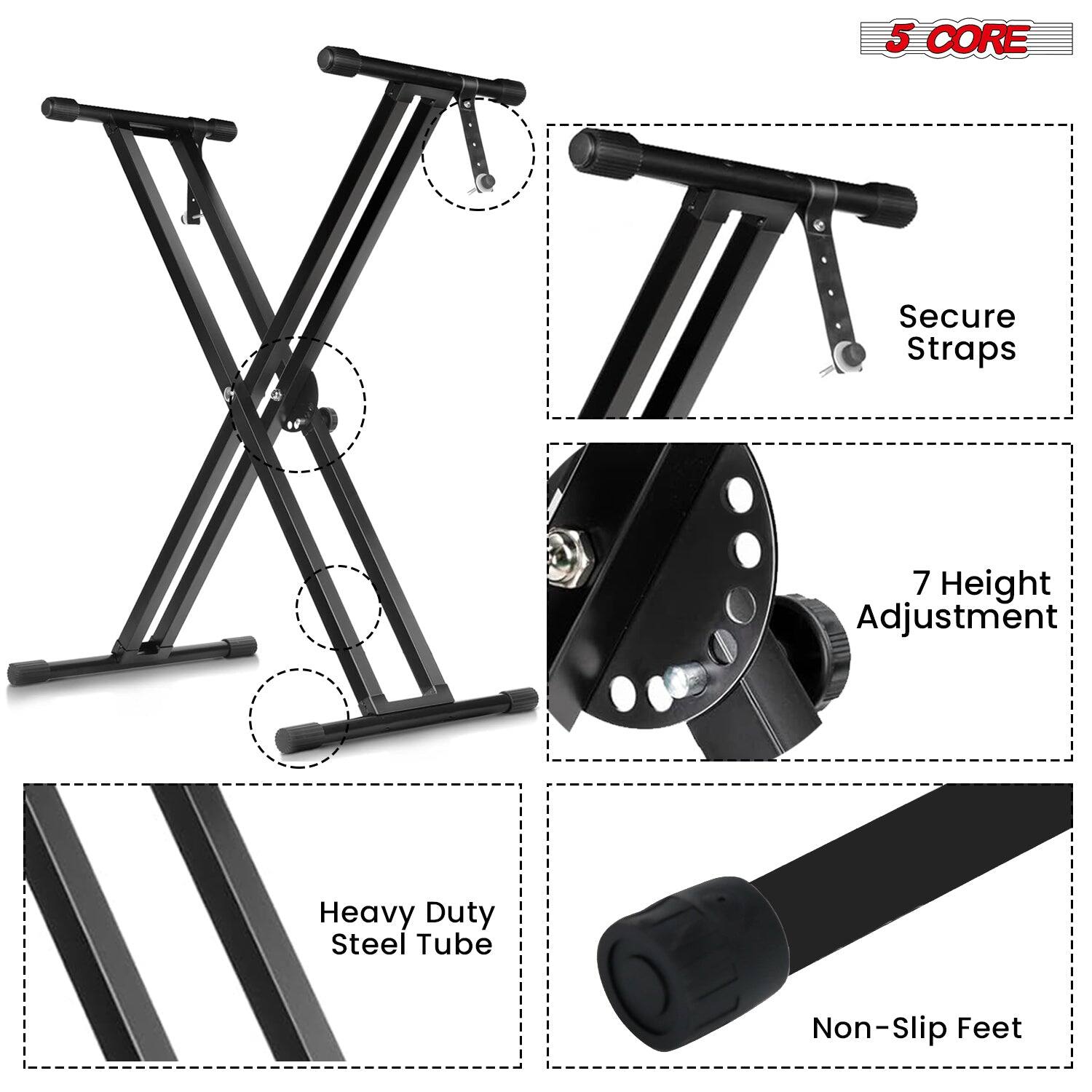5 CORE, Secure Straps, 7 Height Adjustment, Heavy Duty Steel Tube, Non-Slip Feet