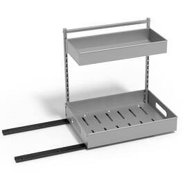 Sorbus - 2-Tier Pull-Out Under Sink Organizer and Adhesive Tape - for Kitchen and Bathroom - Silver