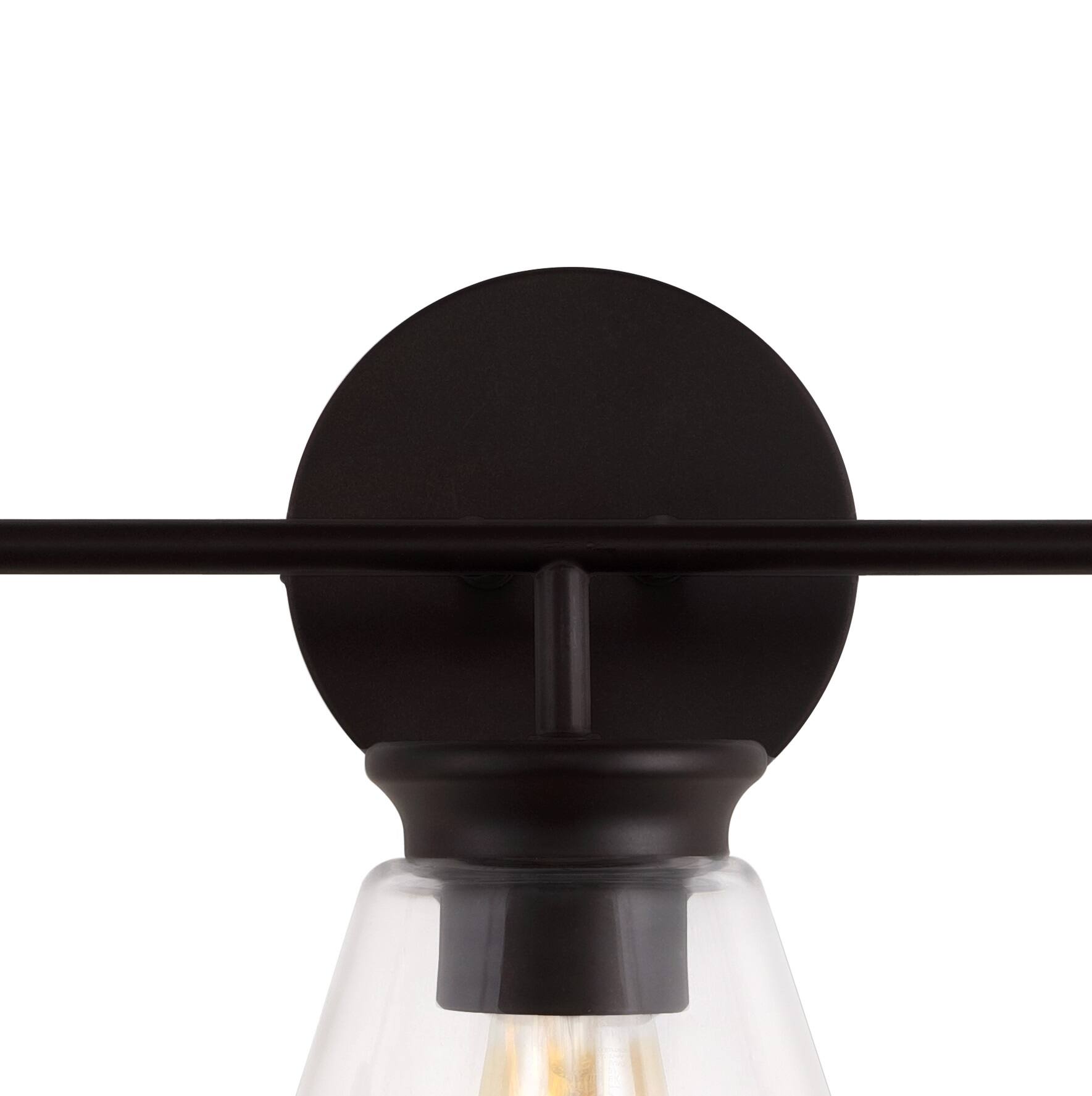 Alt View 5. Jonathan Y - Kondo 27" 3-Light Modern Farmhouse Iron LED Vanity, Oil Rubbed Bronze/Clear - Oil Rubbed Bronze.