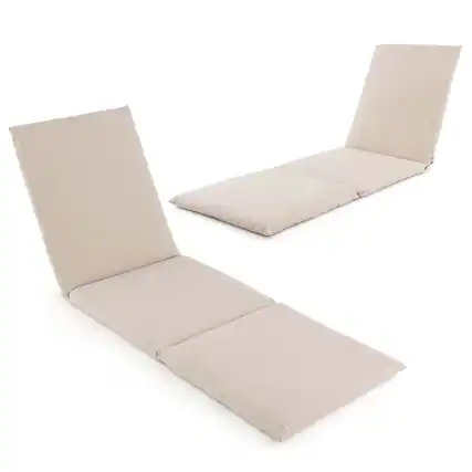 Front. Costway - Costway 2 PCS Outdoor Chaise Lounge Cushion with Hook & Loop Fastener Fixing Straps Patio - White.
