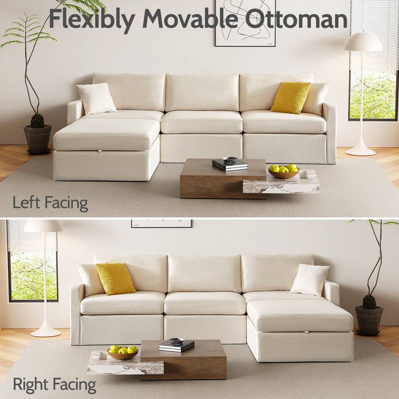 The text in the image can be grouped and corrected as follows:

- Flexibly Movable Ottoman
- Left Facing
- Right Facing
