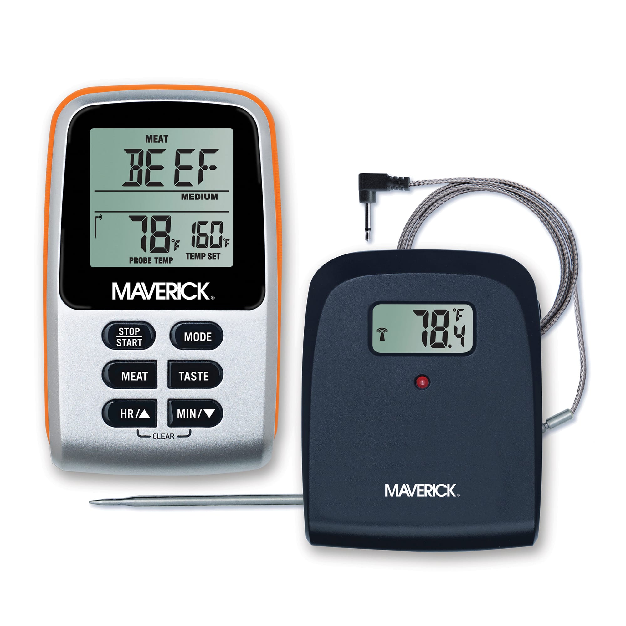 Maverick - Wireless Remote Cooking Thermometer - Silver/Black/Orange