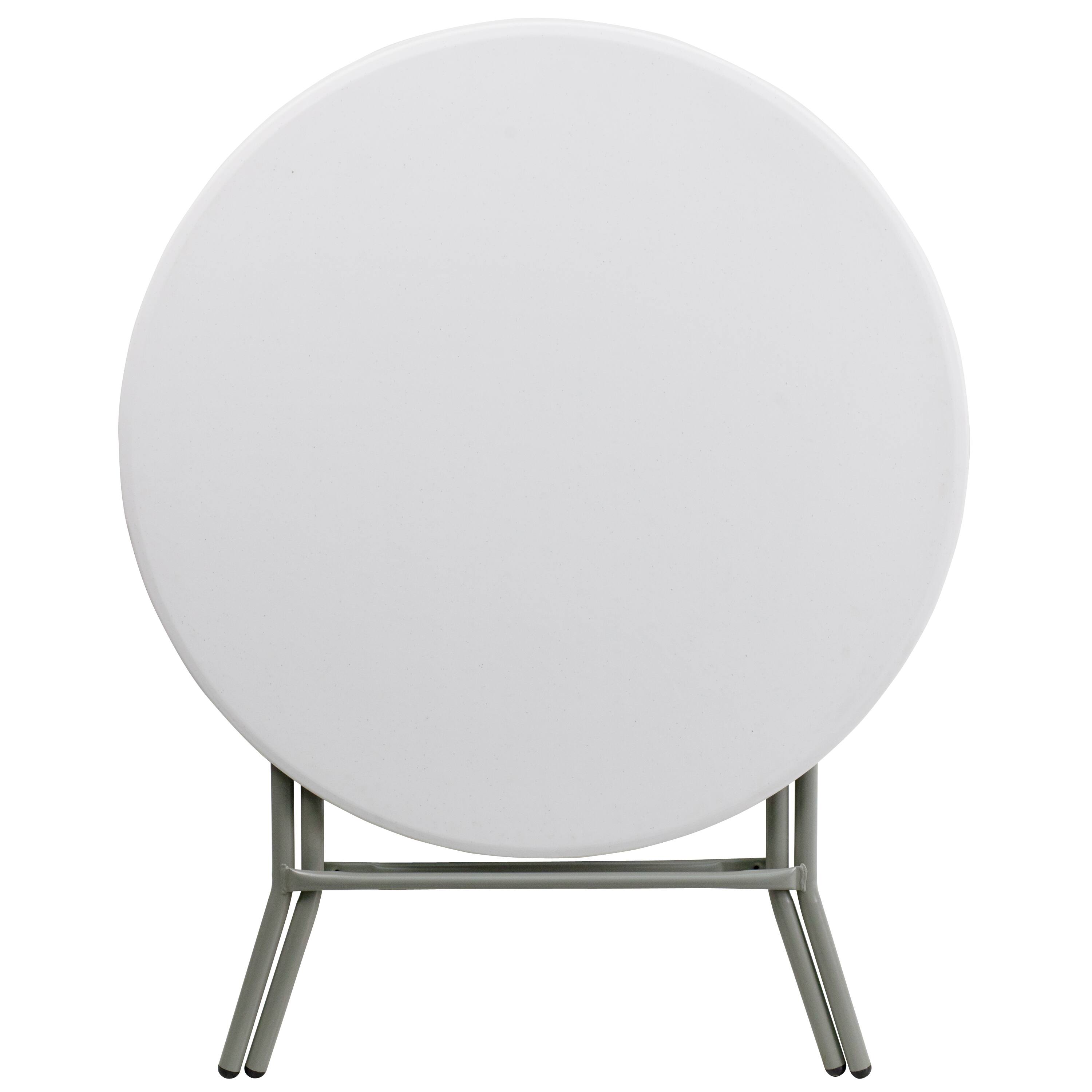 Alt View 5. Emma + Oliver - 2.63-Foot Round Plastic Folding Table - Granite White.
