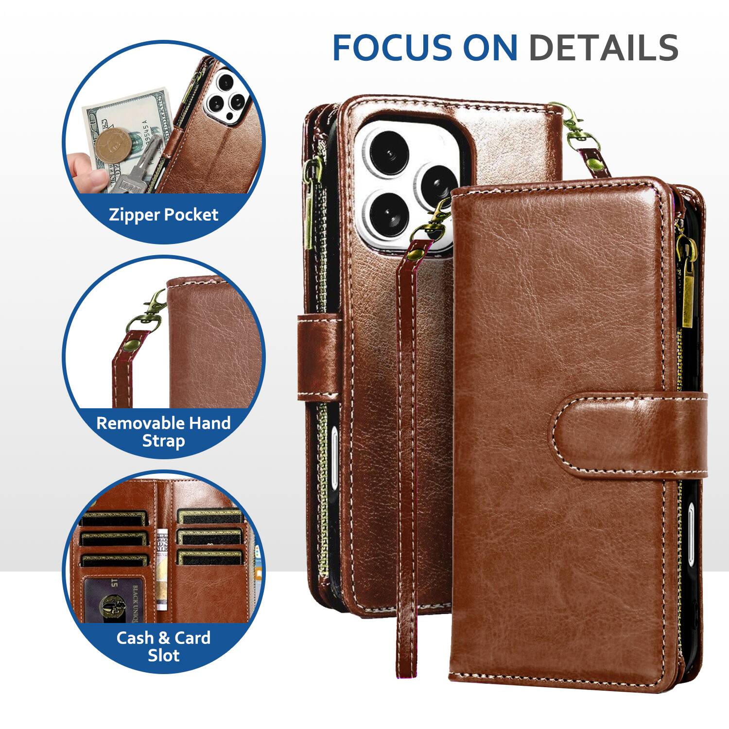 3 SRL 9545A - FOCUS ON DETAILS  
Zipper Pocket  
Removable Hand Strap  
Cash & Card Slot