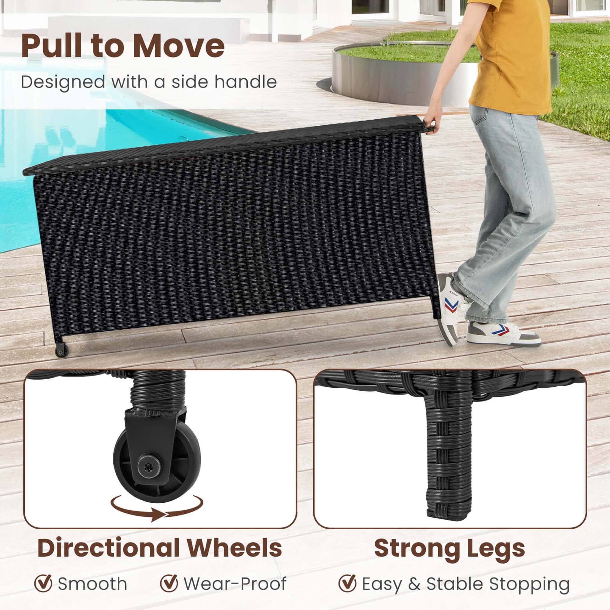 Pull to Move  
Designed with a side handle  

Directional Wheels  
Smooth  
Wear-Proof  

Strong Legs  
Easy & Stable Stopping