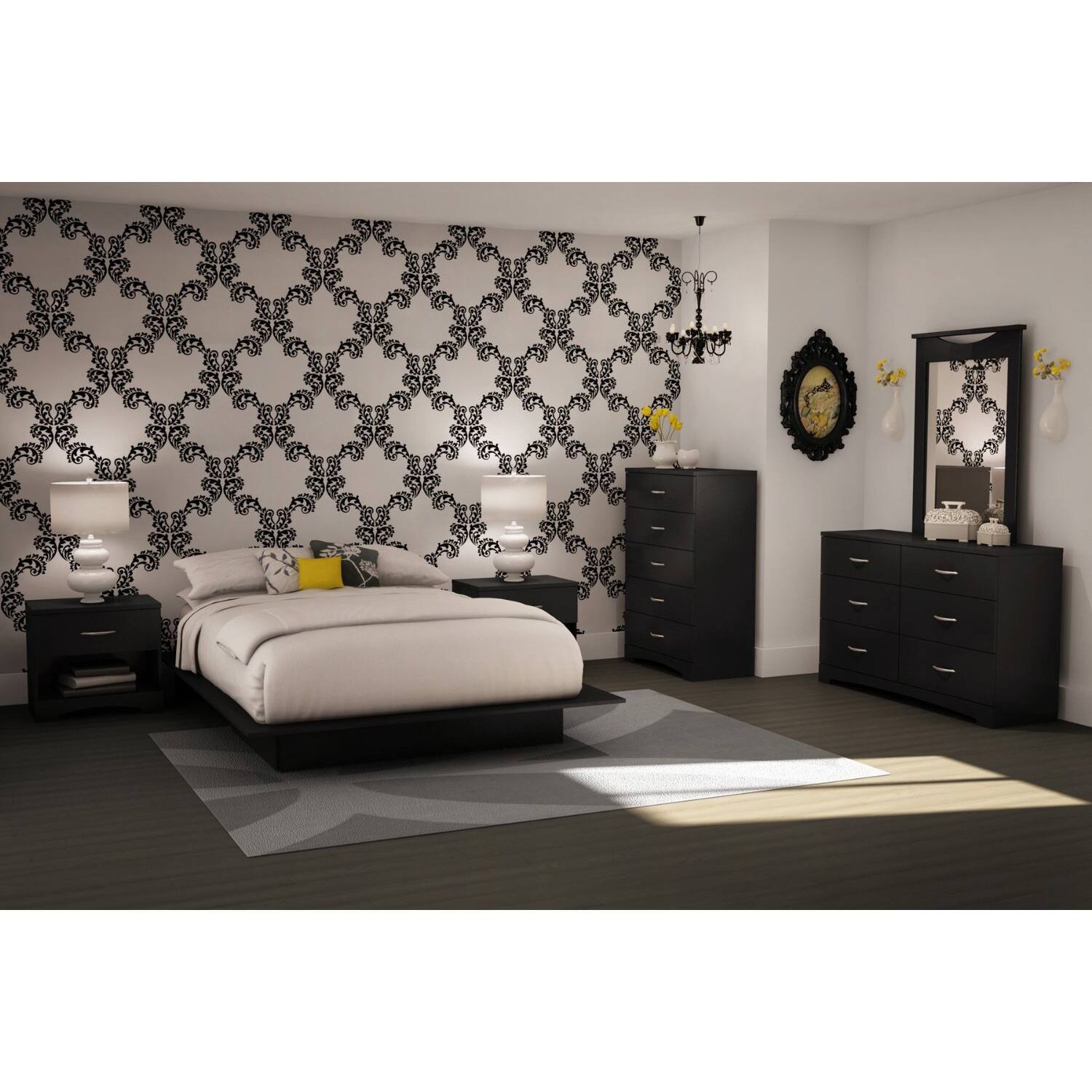 Left. Hivvago - Hivvago 6-Drawer Dresser for Contemporary Bedroom - Black.