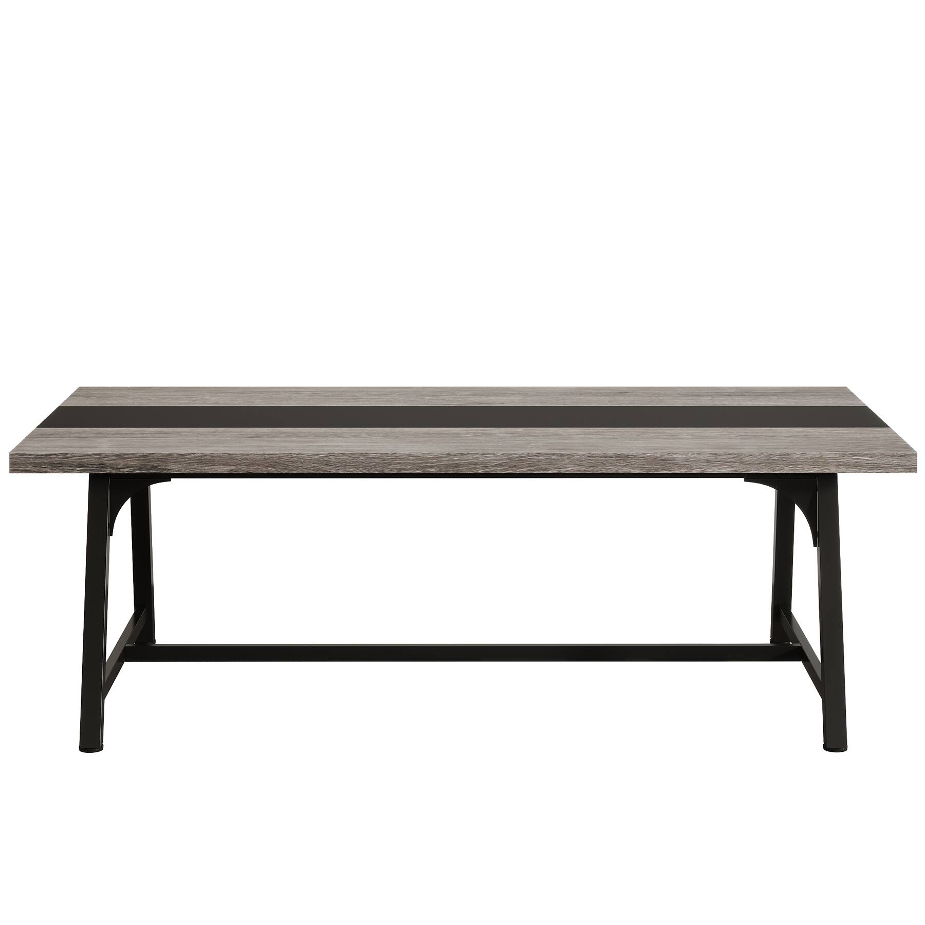 Angle. APRILSOUL - 70.87in Modern Rectangular Conference Table for 6-8 People Desk with Durable Metal Frame Large Work Surface Gray Black - Gray+Black.
