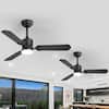 Front. Breezary - 42-In Traditional 2-Pack Ceiling Fan, 3 Plywood Blades, 2 Downrods, 6-Speed DC Motor, Remote Control and Timer - Matte Black and Deep Wood Grain.