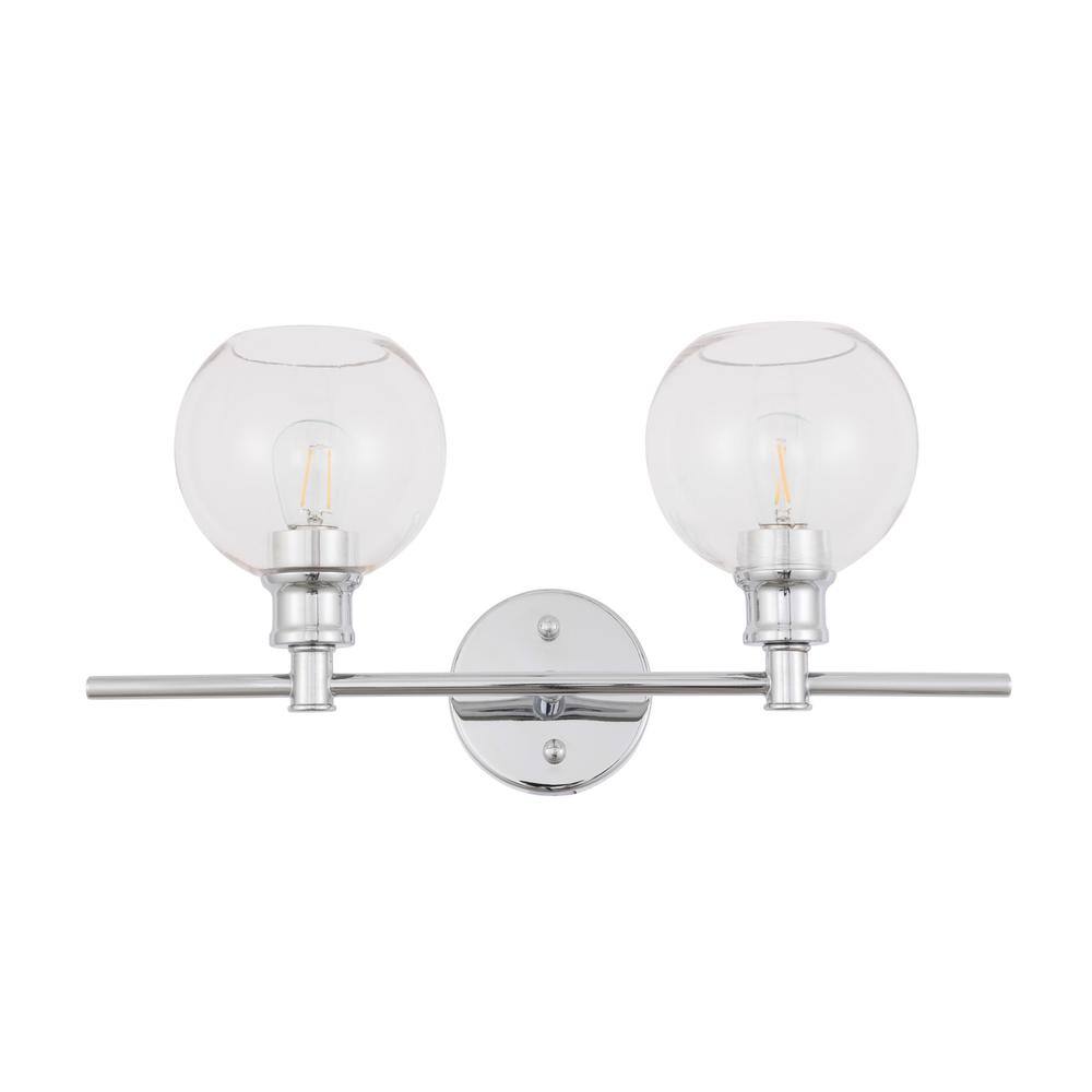 Alt View 9. Living District - Collier 2 light Chrome and Clear glass Wall sconce - Chrome And Clear Glass.