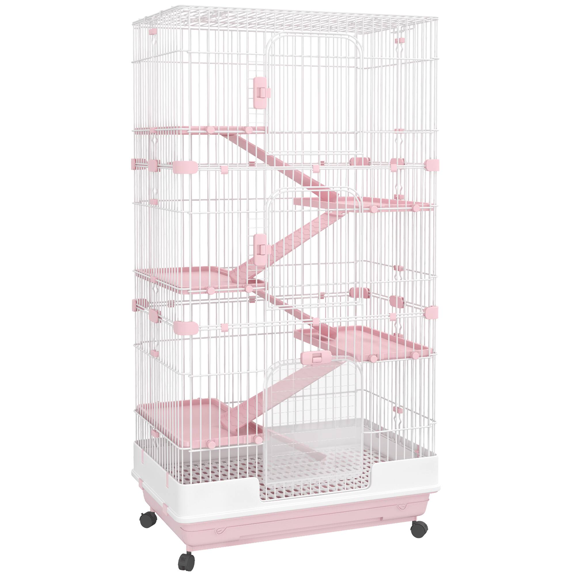 Back. TinyHomie - Small Animal Rabbit Hutch with Lockable Universal Wheels.