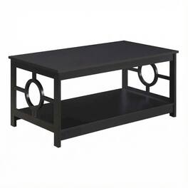 FurniFact - Coffee Table with Ring Design, Particle Board and MDF Construction - Black