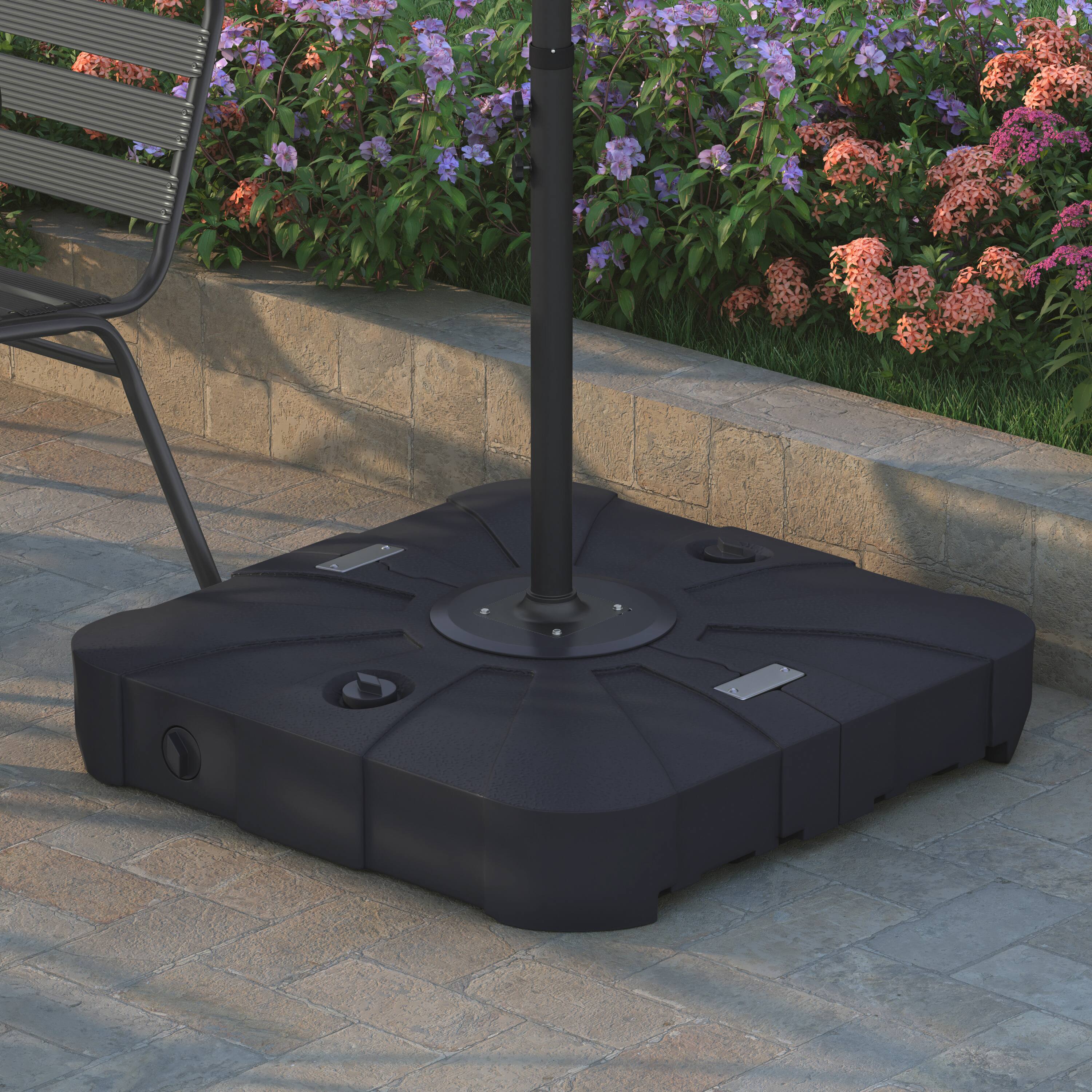 Alt View 1. Emma + Oliver - Durable Water and Weather-Resistant Universal Offset Umbrella Base - Black.