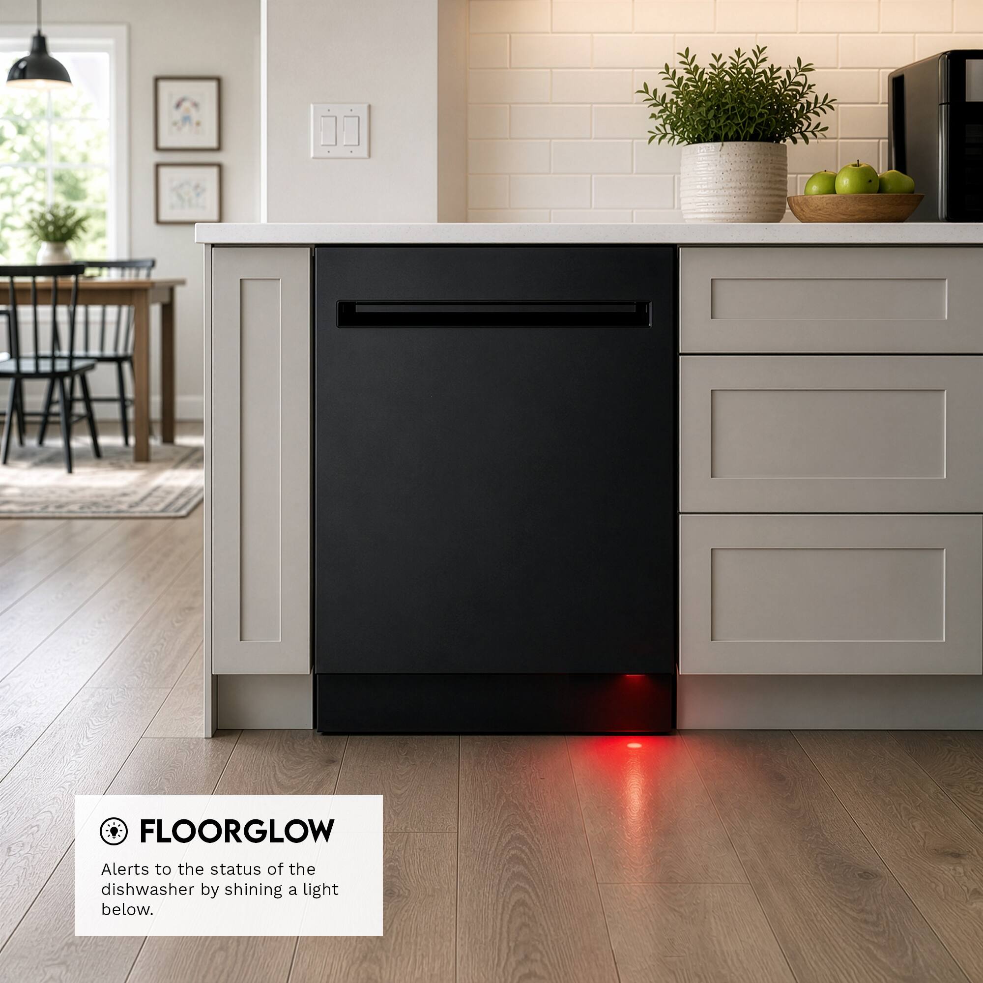 FLOORGLOW  
Alerts to the status of the dishwasher by shining a light below.