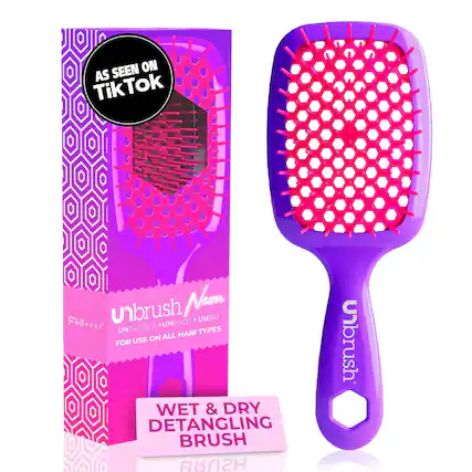 AS SEEN ON TikTok
Unbrush Neon
UNTANGLE • UNKNOT • UNDO
FOR USE ON ALL HAIR TYPES
WET & DRY DETANGLING BRUSH