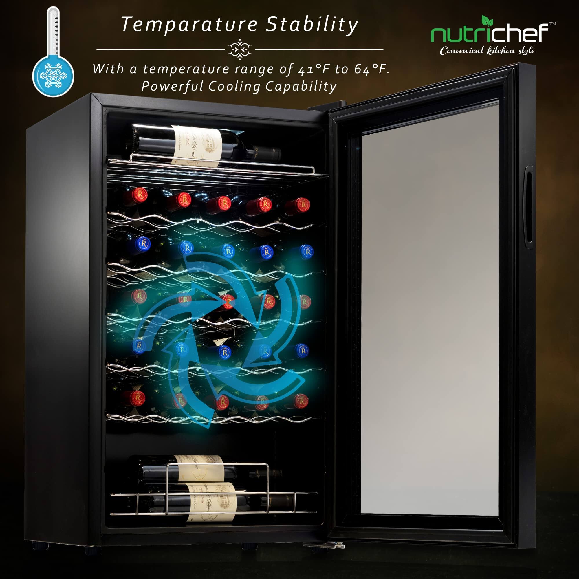 Temperature Stability  
With a temperature range of 41°F to 64°F.  
Powerful Cooling Capability  

nutrichef  
Convenient Kitchen Style