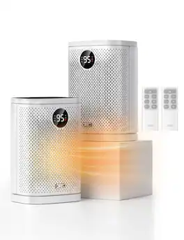 DREO - 2-PK Atom Core 1500W Heater with 70° Oscillation, Thermostat, 3 Heat Levels
