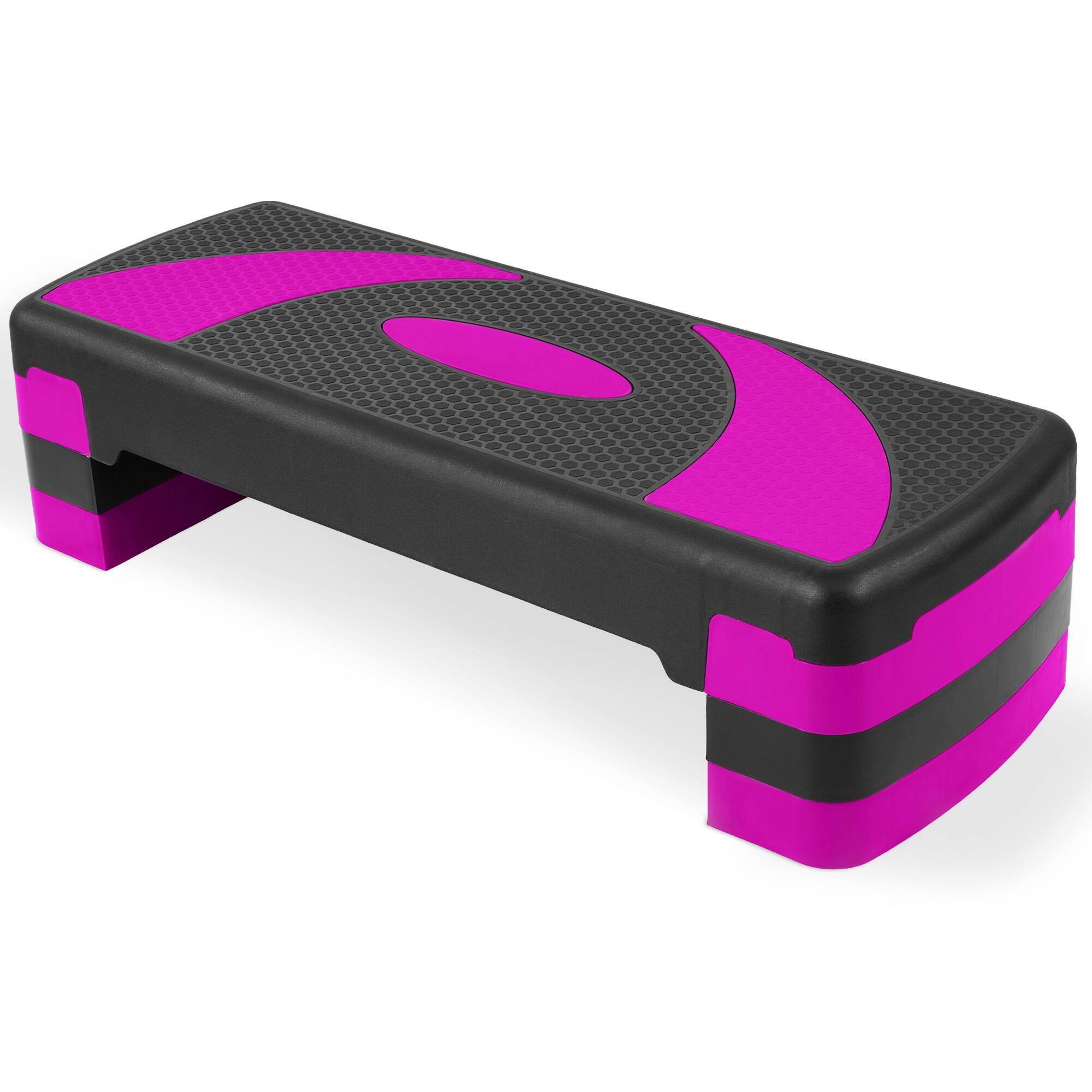 Front. BalanceFrom Fitness - BalanceFrom Fitness Adjustable Workout Aerobic Step Platform Trainer w/ Raisers - Black/Pink.