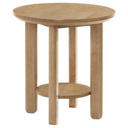 Manhattan Lane - Clera Round Side End Table with Open Shelf, Wood 22Inch - Light Oak Brown
