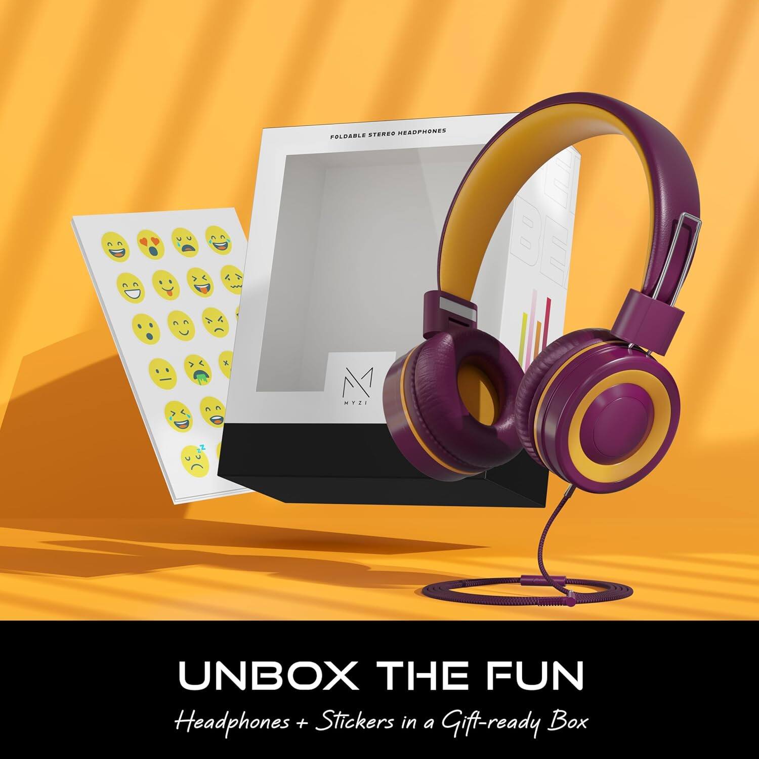 STEREO HEADPHONES FOLDABLE

UNBOX THE FUN
Headphones + Stickers in a Gift-ready Box