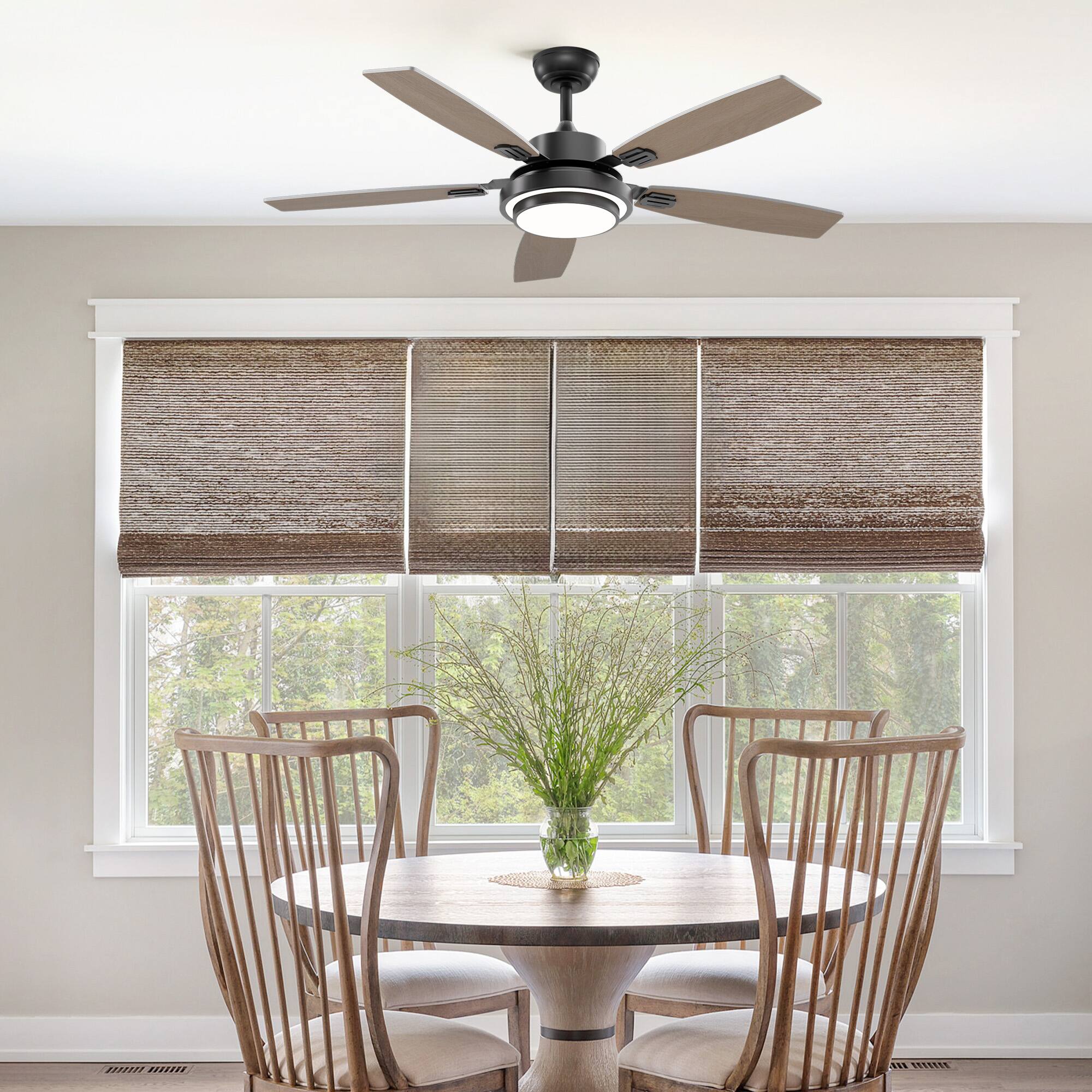 Alt View 6. Siljoy - 52 Inch Modern Ceiling Fans with Lights and Remote Control - Black.