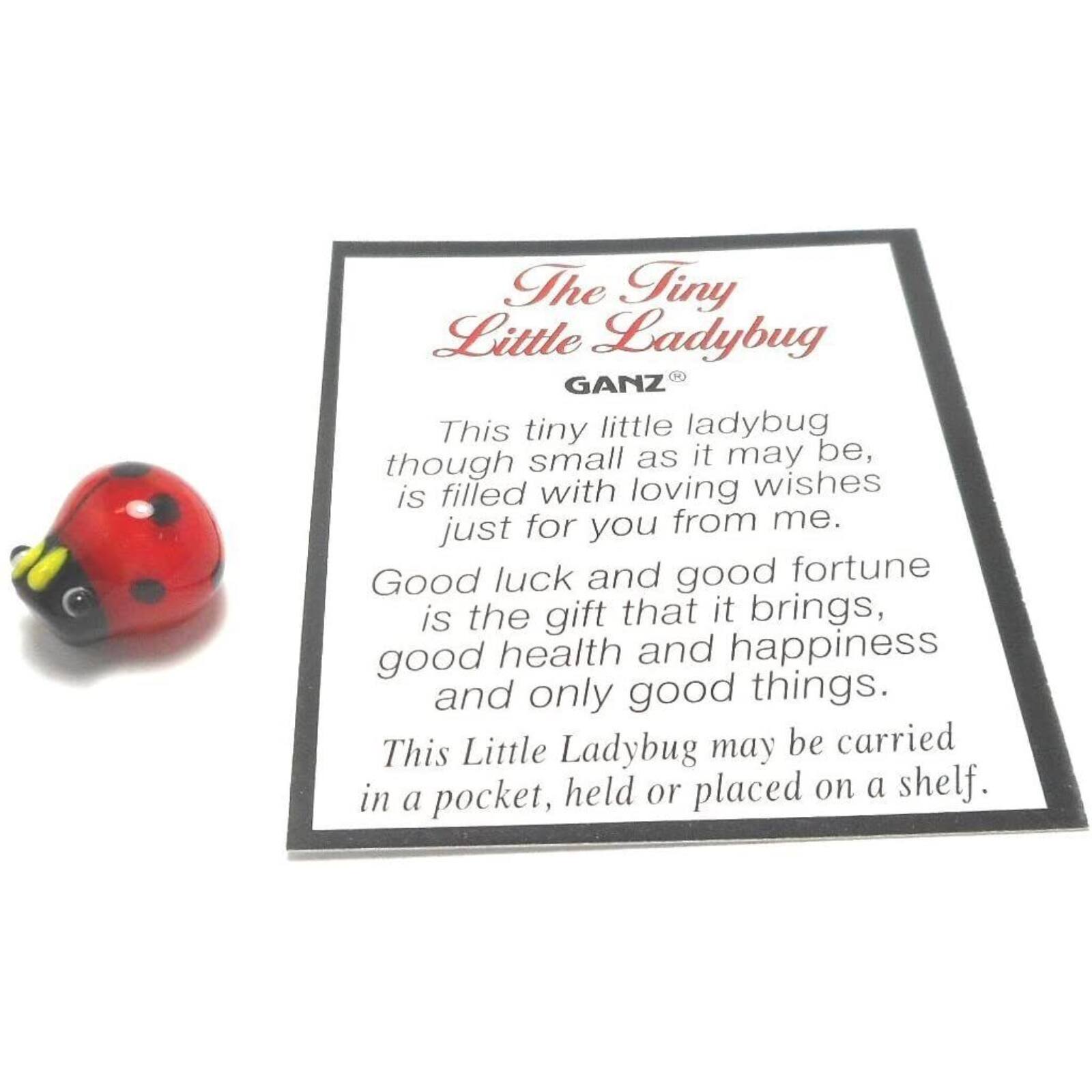 The Tiny Little Ladybug  
GANZ®  

This tiny little ladybug, though small as it may be, is filled with loving wishes just for you from me.  
Good luck and good fortune is the gift that it brings, good health and happiness and only good things.  
This Little Ladybug may be carried in a pocket, held or placed on a shelf.