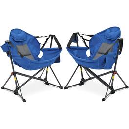 Ainfox - 2 PACK Oversized Camping Folding Chair, Portable Heavy Duty Swing Chair Hammock - Blue