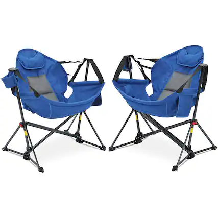 Front. Ainfox - Ainfox 2 PACK Oversized Camping Folding Chair, Portable Heavy Duty Swing Chair Hammock - blue.