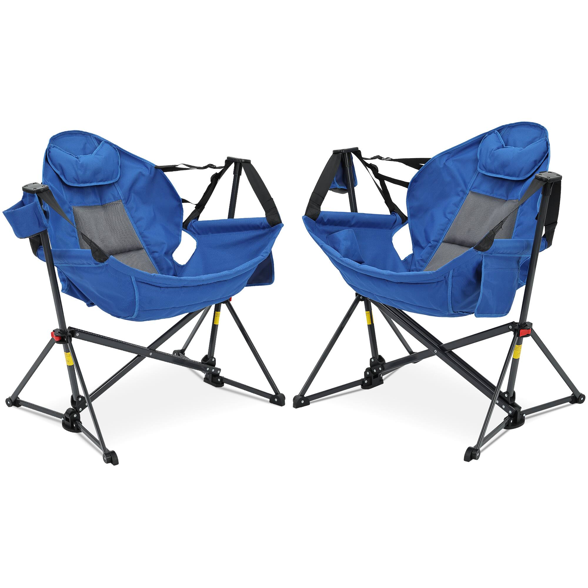 Front. Ainfox - Ainfox 2 PACK Oversized Camping Folding Chair,  Portable Heavy Duty Swing Chair Hammock - blue.