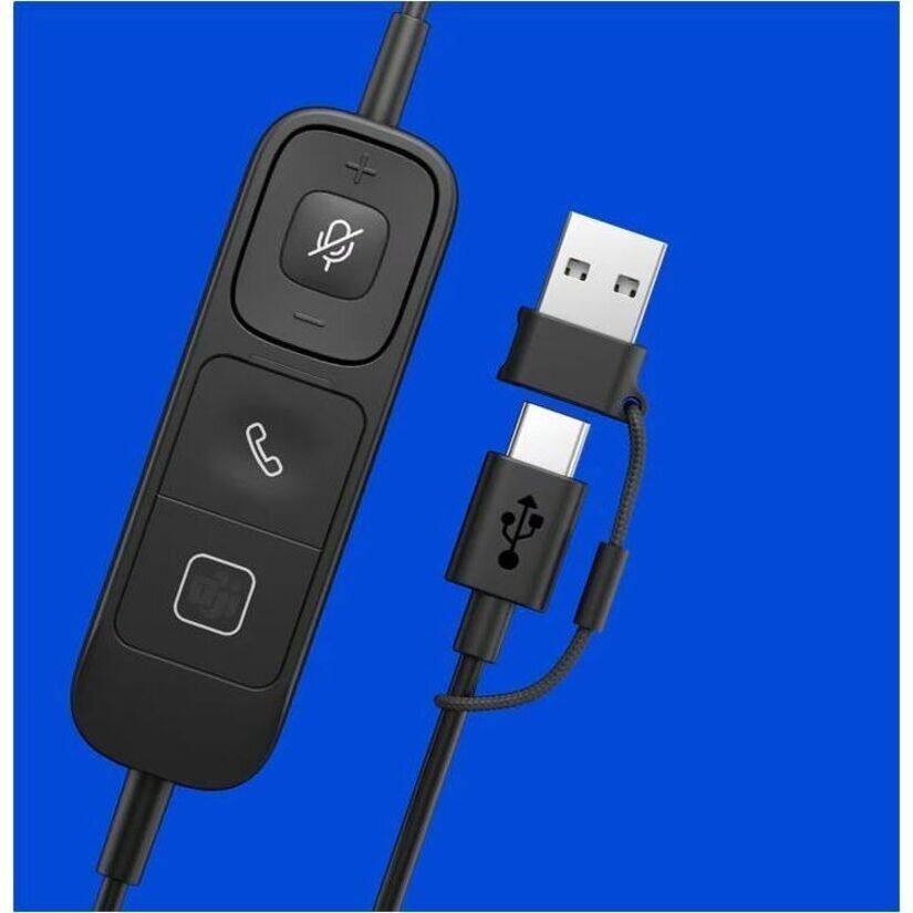 Alt View 5. Poly - Poly Mission 415 Monaural USB Wired Headset Classic - Microsoft Teams Certification - Mono - USB, USB Type A, USB Type C - Black.