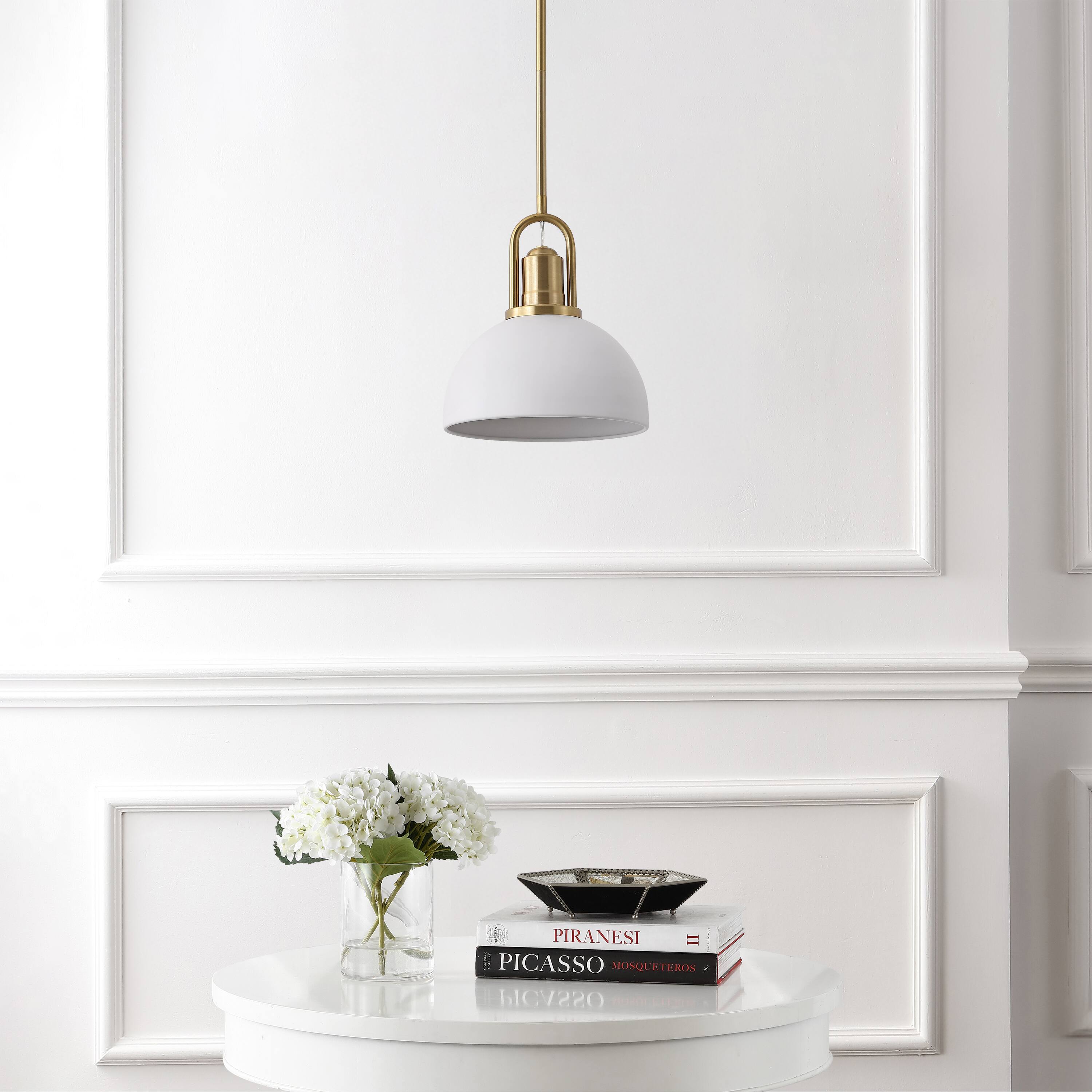 Jonathan Y Zane 9.5" 1 Light Metal Round Pendant Light, Brass Gold with ...