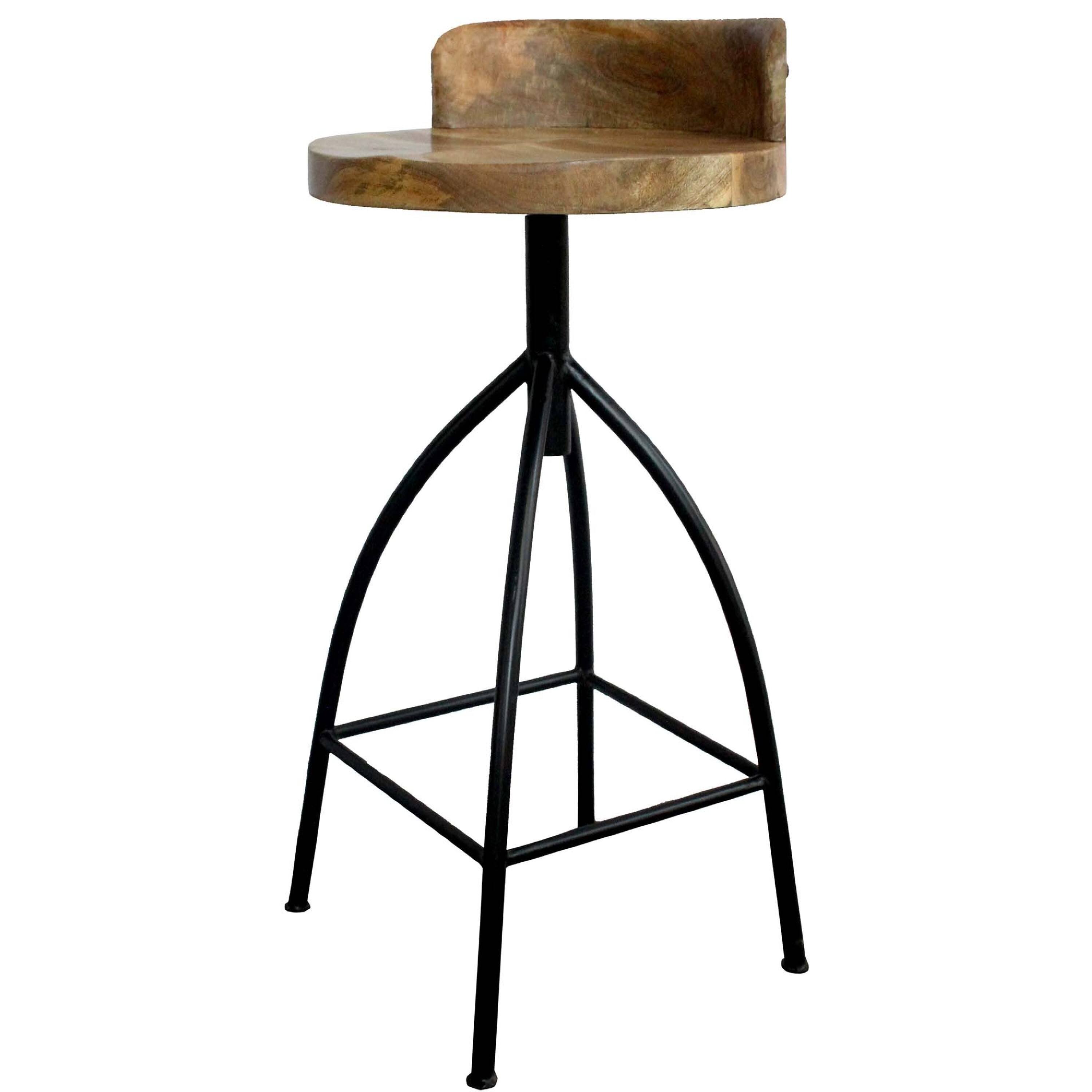 Alt View 1. Manhattan Lane - Pia 32-35 Extra Tall Adjustable Barstool, Natural Brown Mango Wood Seat, Iron Frame - Brown and Black.