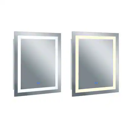 Front. CWI Lighting - Abril Square Matte White LED 36 in. Mirror From our Abril Collection - White.