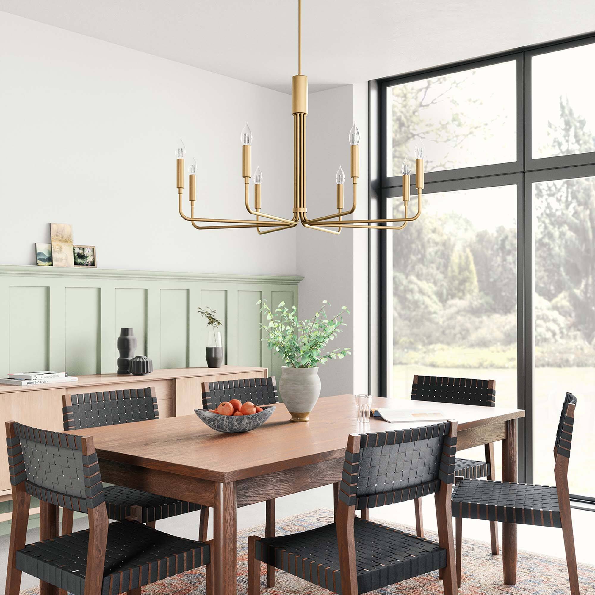 Front. Modway - Rekindle 8-Light Chandelier by Modway - Satin Brass.