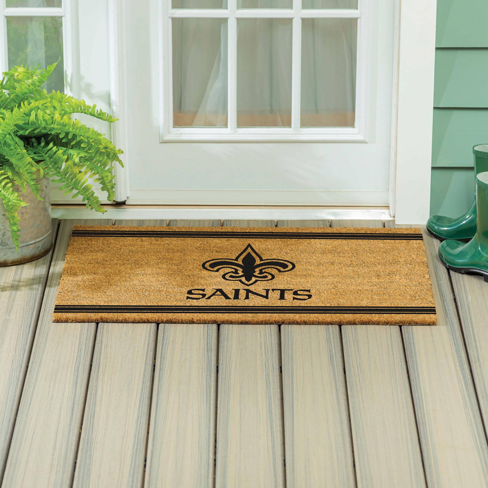Alt View 3. Evergreen Enterprises - New Orleans Saints 24" x 36" Outdoor Monochrome Team Logo Coir Mat - Brown.