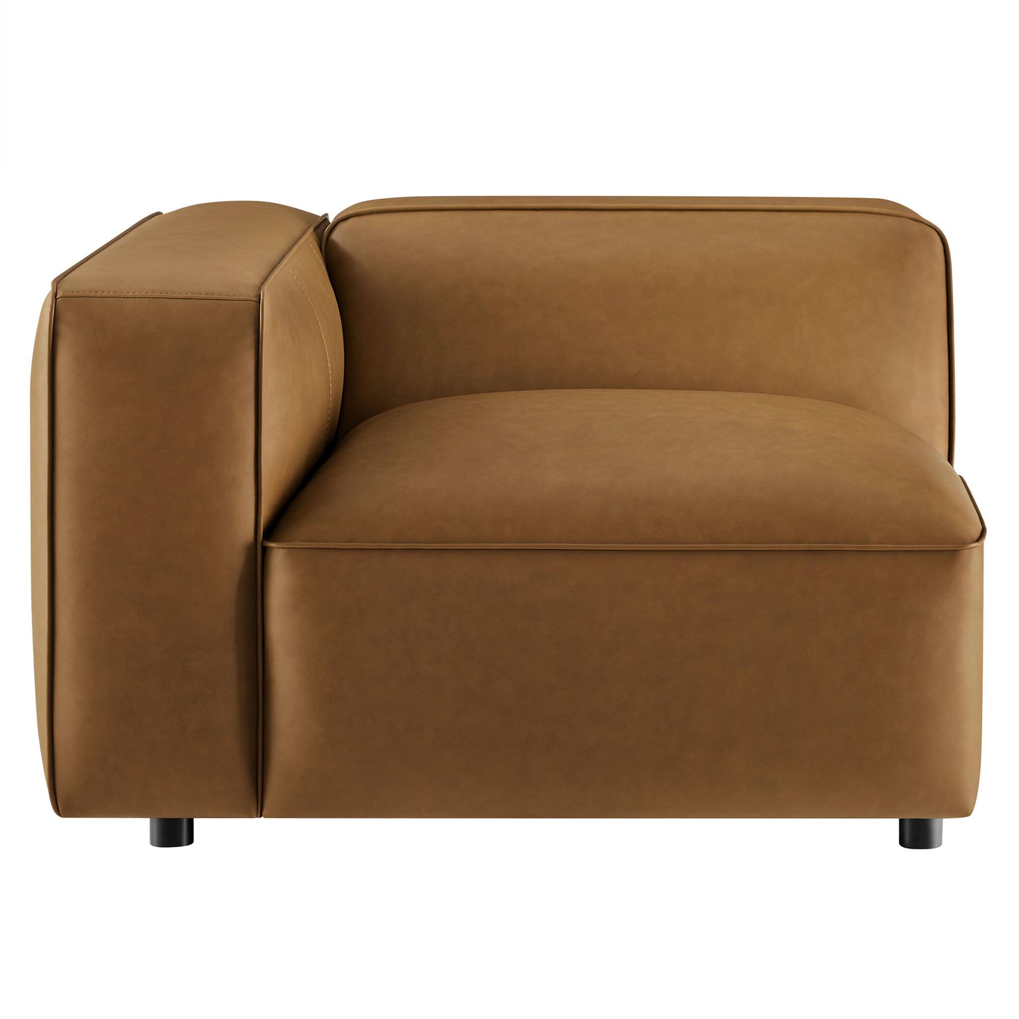 Alt View 2. Modway - Auren Upholstered Vegan Leather Modular Left Armchair by Modway - Brown.