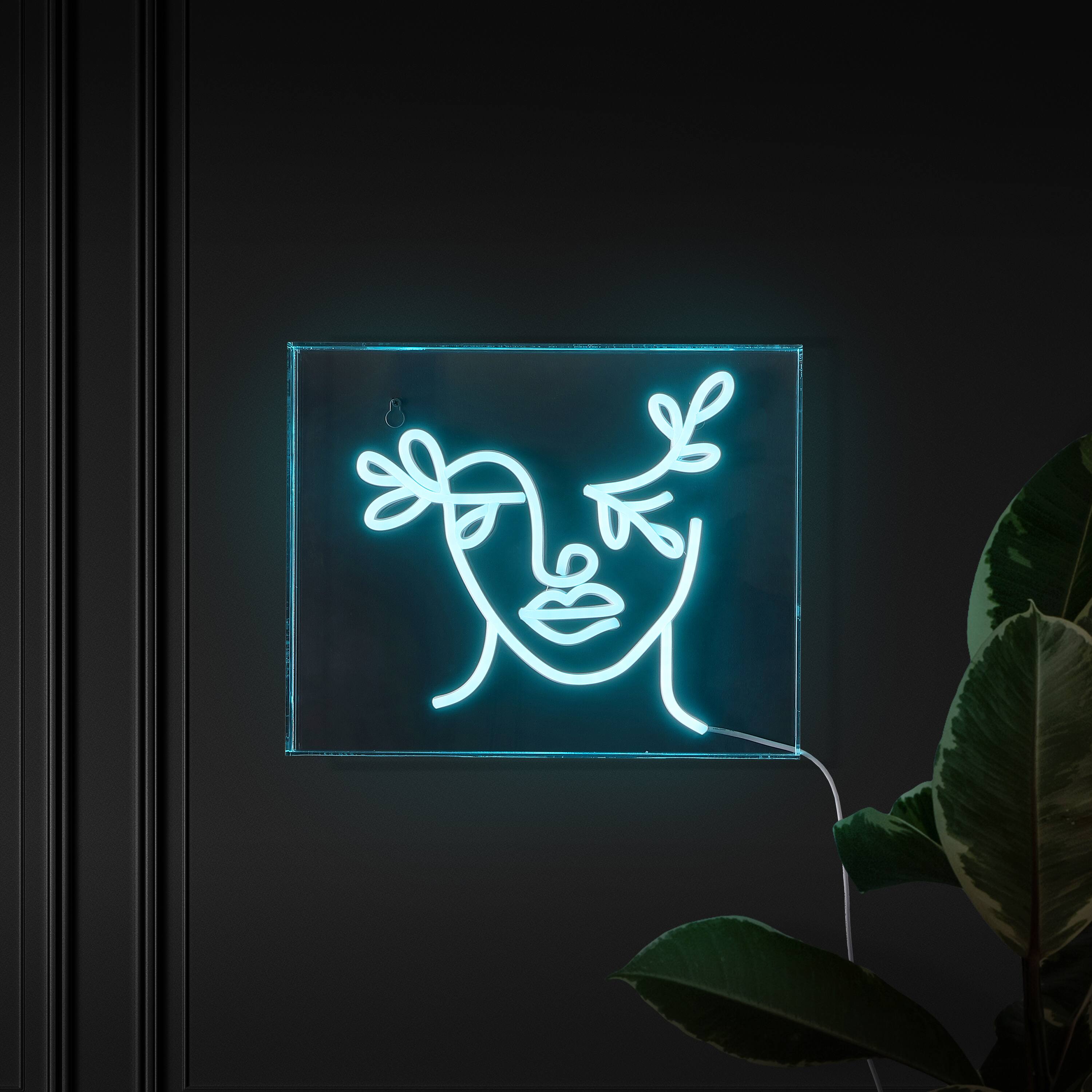 Alt View 4. Jonathan Y - Teary Face 13.7" X 10.9" Contemporary Glam Acrylic Box USB Operated LED Neon Light, Blue - Blue.