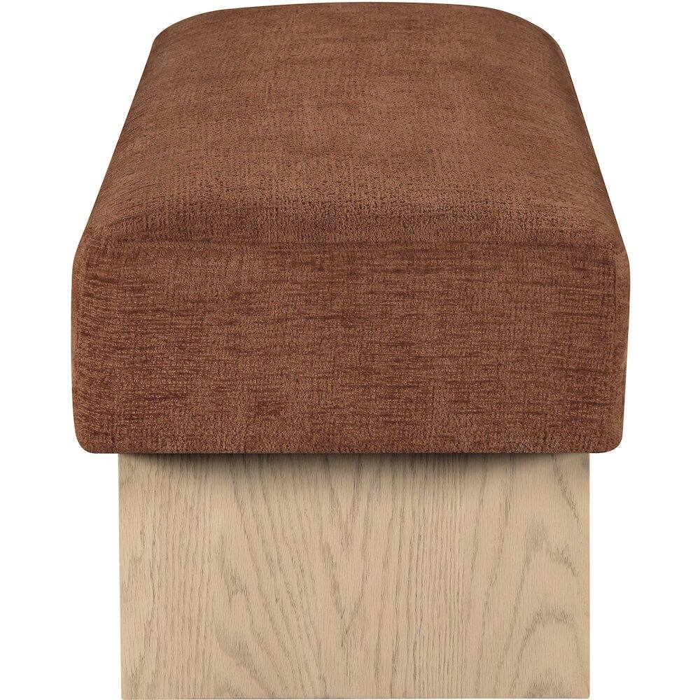 Alt View 3. Meridian Furniture - Alora Cognac Fabric Bench - Brown.