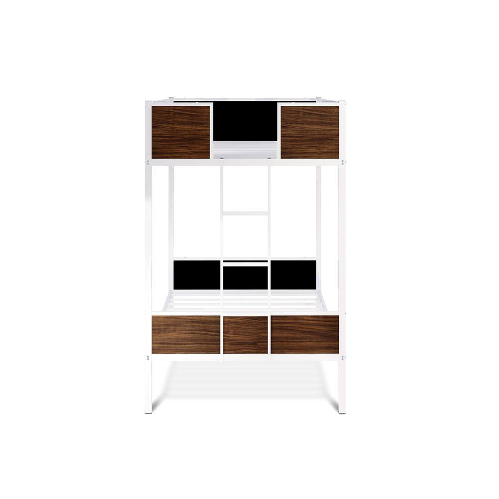 Angle. East West Furniture - Twin Bunk Bed in powder coating white color - White.