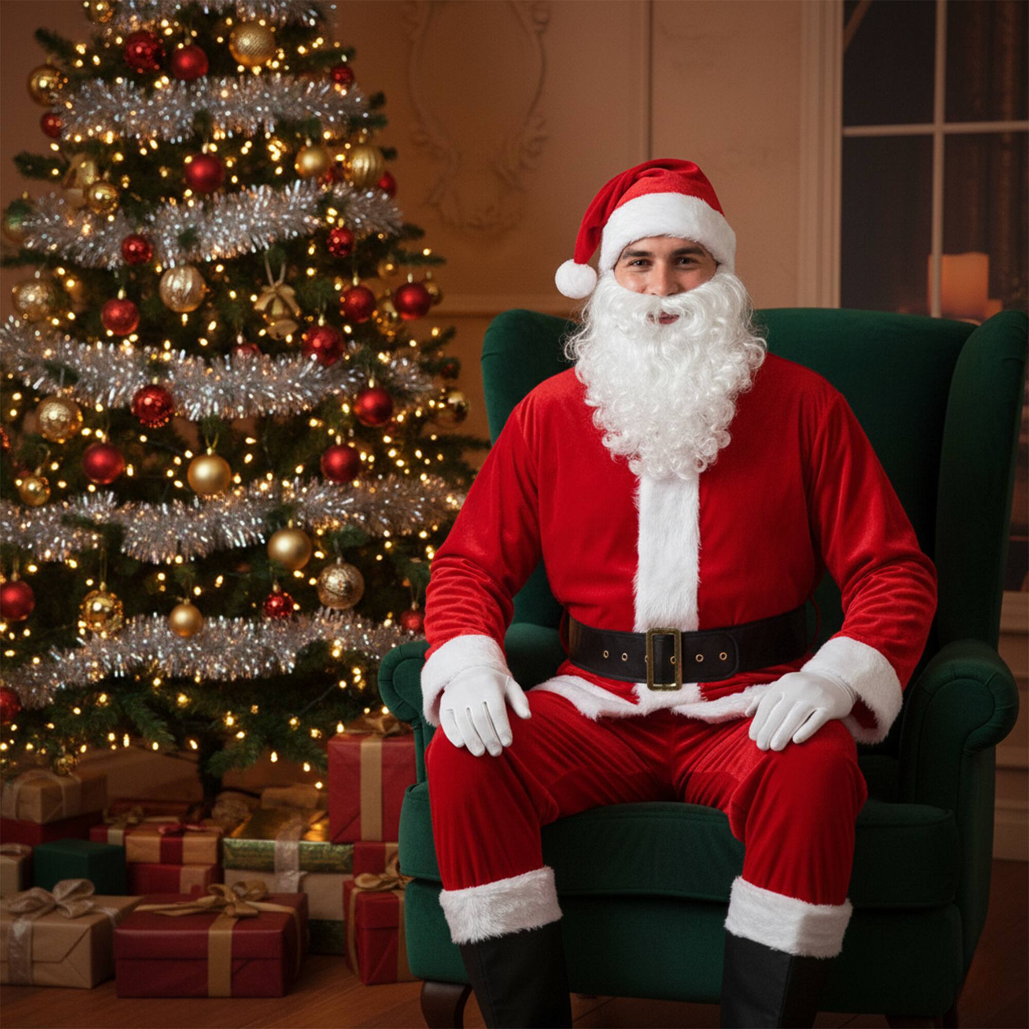 Alt View 4. Northlight - 40" Red and White Traditional Santa Claus Men's Christmas Costume Set - Plus Size - Purple.