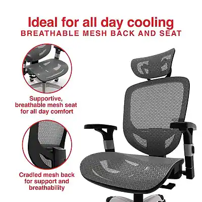 Staples Hyken Ergonomic Mesh Swivel Task Chair Charcoal Gray ST63139 ...