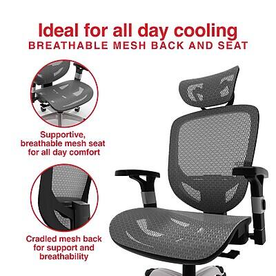 Ideal for all day cooling  
BREATHABLE MESH BACK AND SEAT  

- Supportive, breathable mesh seat for all day comfort  
- Cradled mesh back for support and breathability