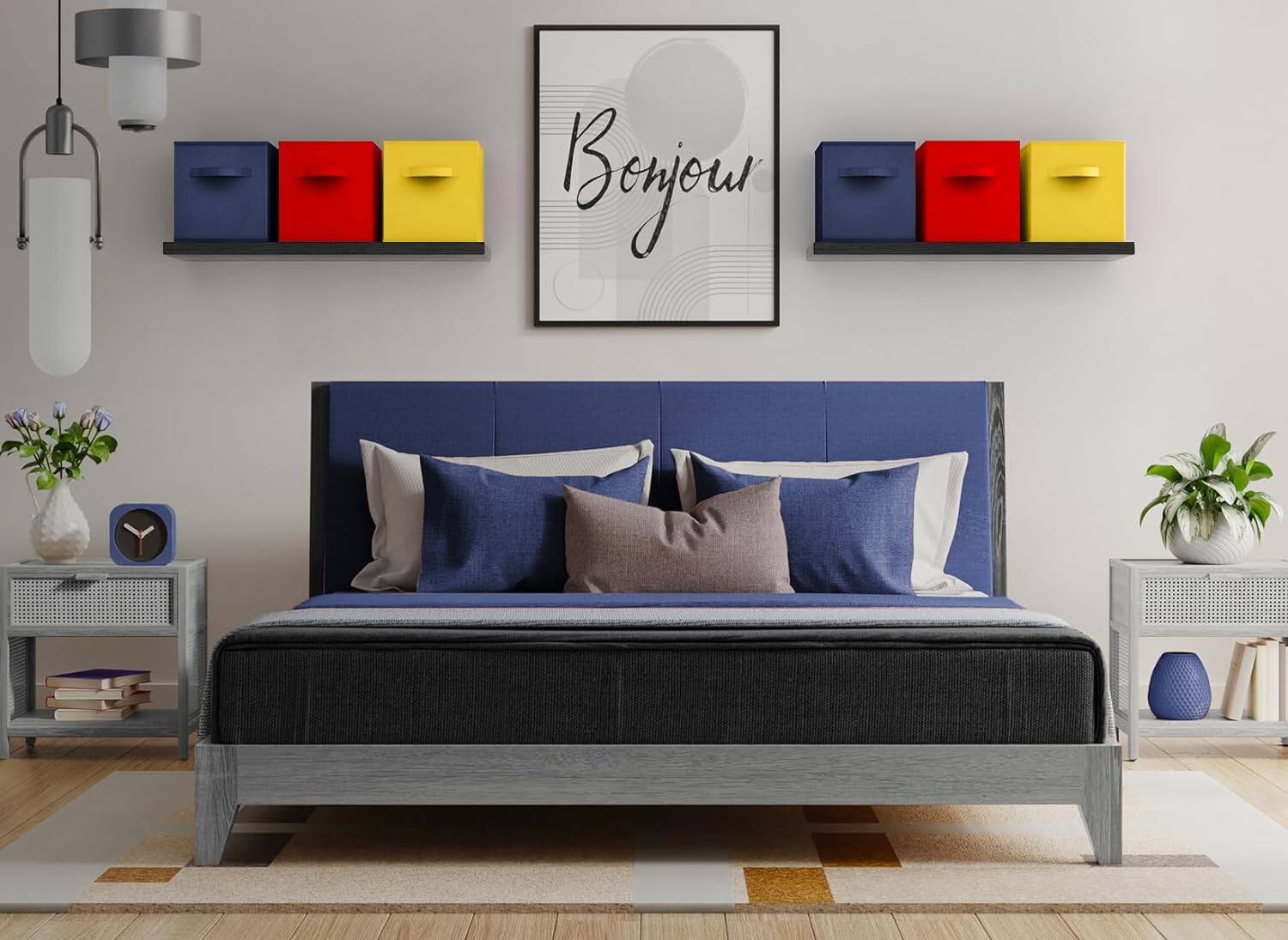 Alt View 1. Sorbus - Sorbus Foldable Storage Cubes, 6 Fabric Baskets for Organizing Pantry, Closet, Shelf, Nursery, Playroom, Toy Box - Yellow, Red, Navy Blue.