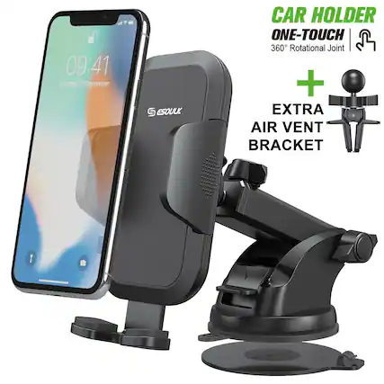 09:41 Tuesday 12 September
ESOULK CAR HOLDER ONE-TOUCH 360° Rotational Joint + EXTRA AIR VENT BRACKET