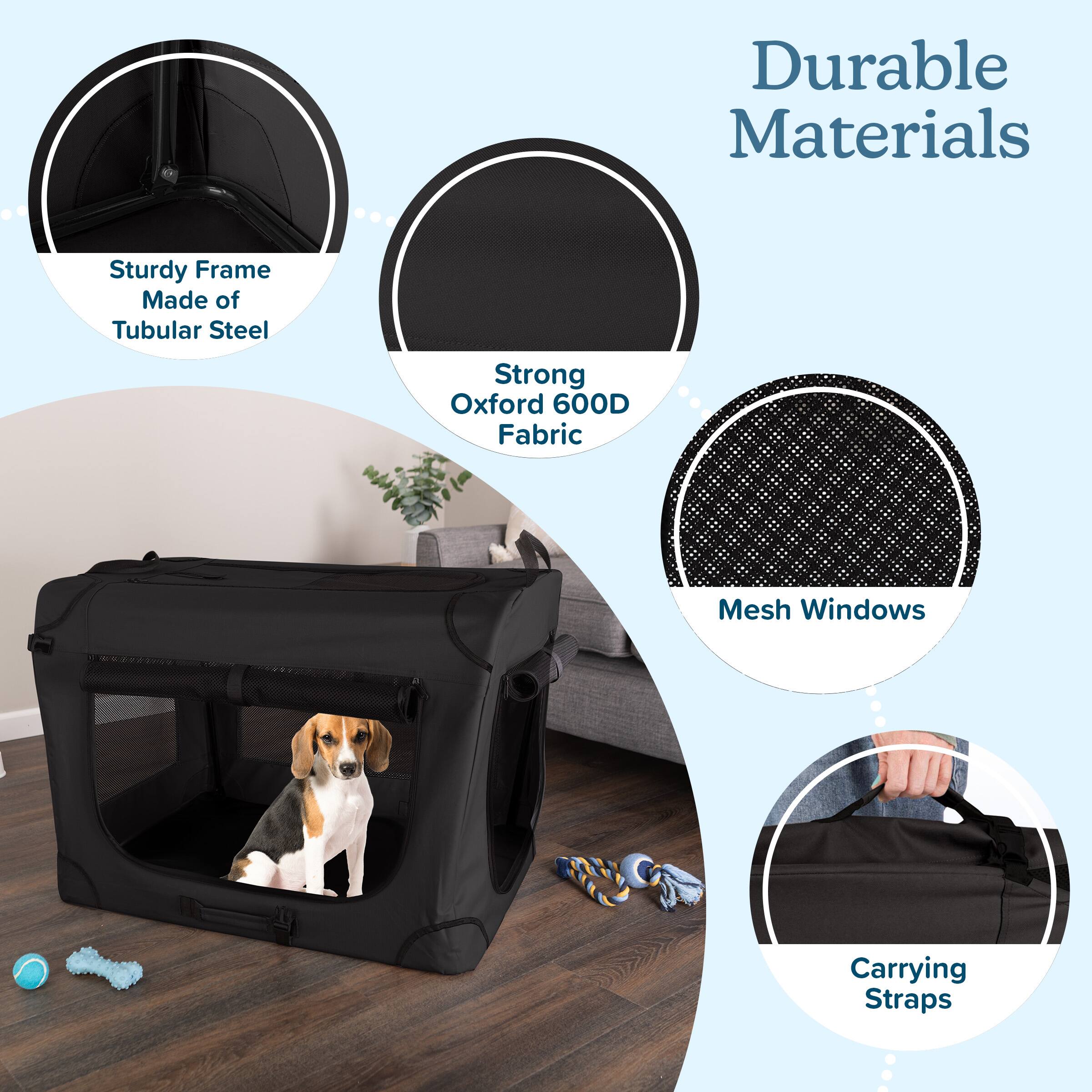 Durable Materials

- Sturdy Frame Made of Tubular Steel
- Strong Oxford 600D Fabric
- Mesh Windows
- Carrying Straps