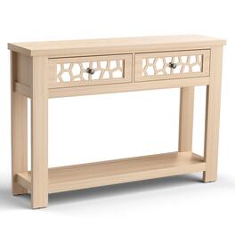 Gymax - 2-tier Console Entryway Table w/ Drawers for Living Room Entrance Rustic - Natural
