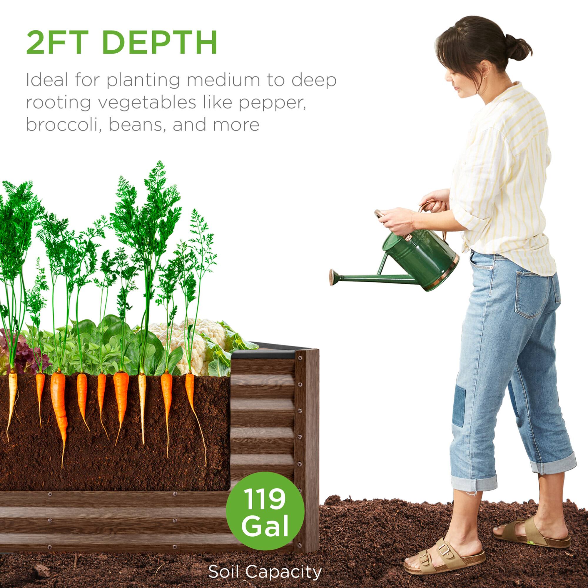 2FT DEPTH  
Ideal for planting medium to deep rooting vegetables like pepper, broccoli, beans, and more  

119 Gal Soil Capacity