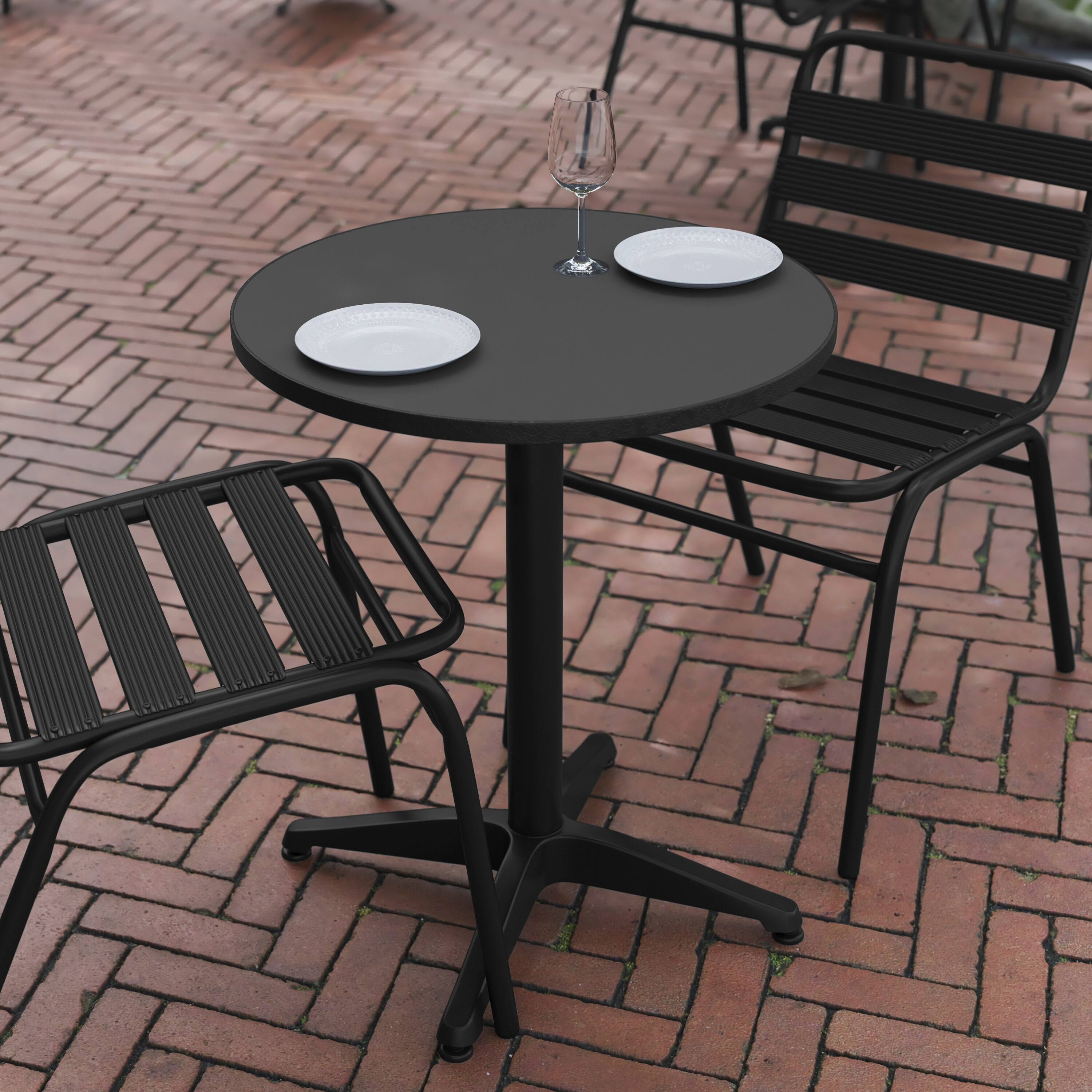 Alt View 2. Flash Furniture - Mellie 23.5'' Black Round Metal Indoor-Outdoor Table with Base - Black.