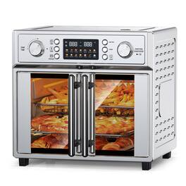 HOMLUX - 26QT Large Capacity French Double-Door Air Fryer Convection Toaster Oven 1700W 14 Preset Menus - Silver
