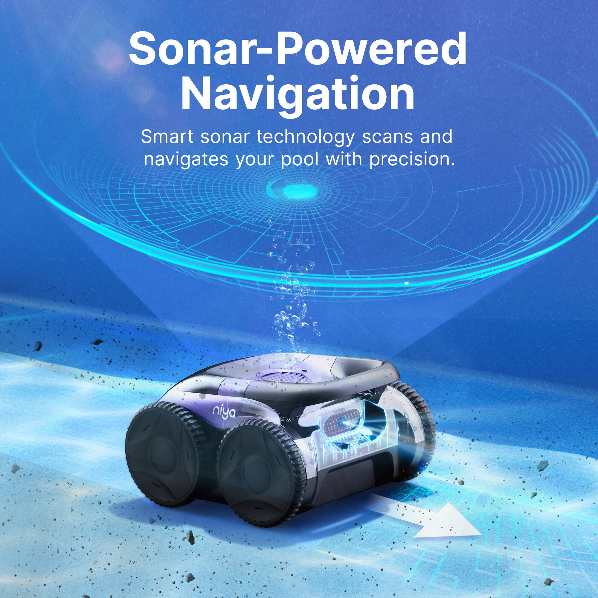 Sonar-Powered Navigation Smart sonar technology scans and navigates your pool with precision.